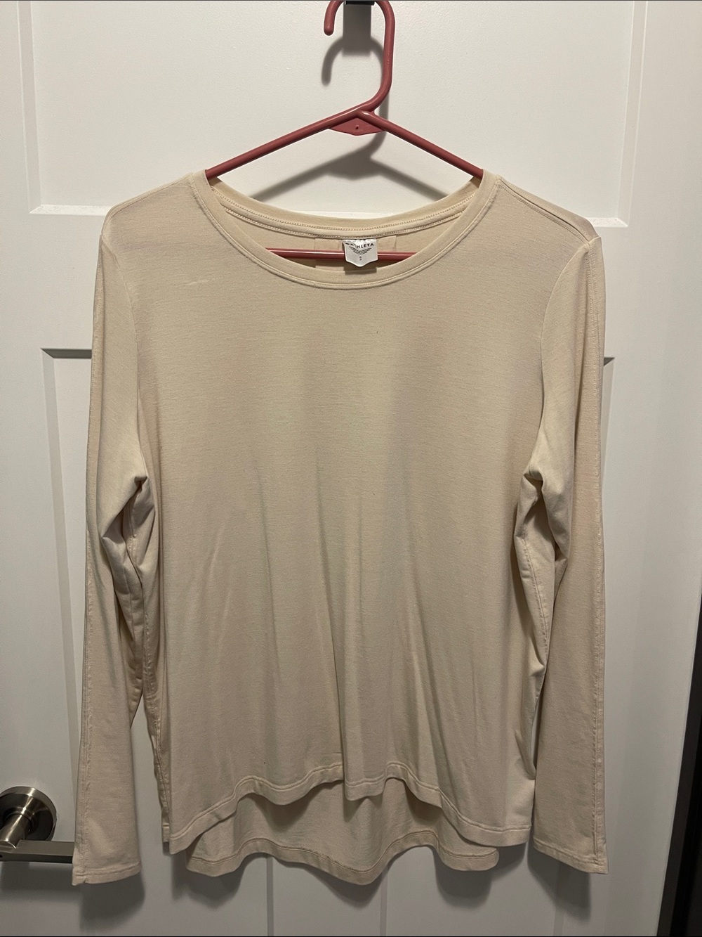 Athleta Women's Long-Sleeve Crewneck Top in Cream